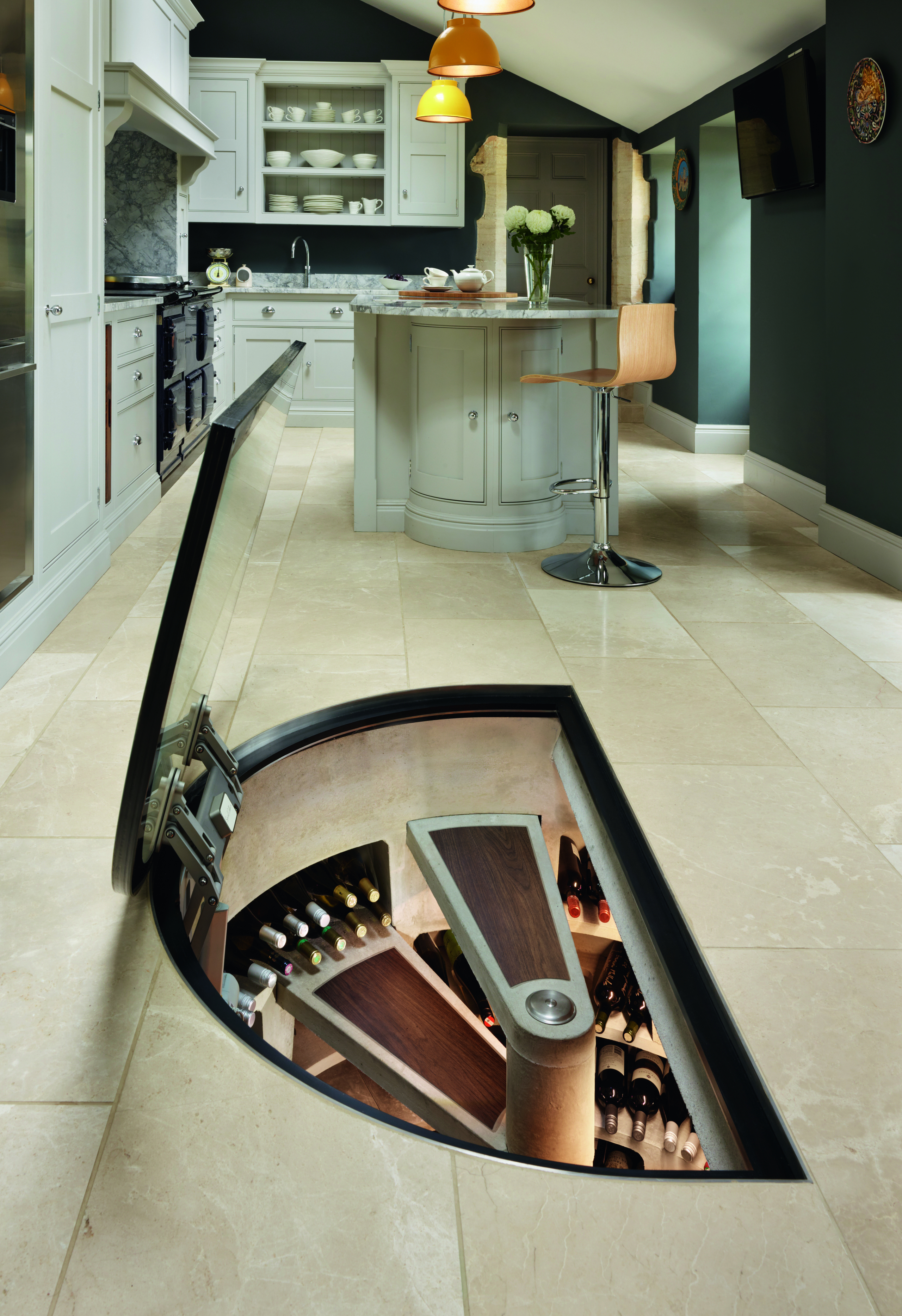 Glass cellar door - half round